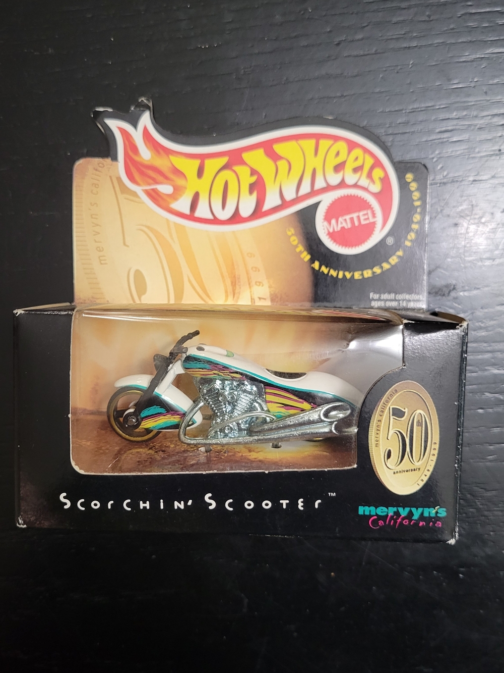 Hot Wheels Scorchin' Scooter Die-Cast Toy - White with Multicolor Stripes